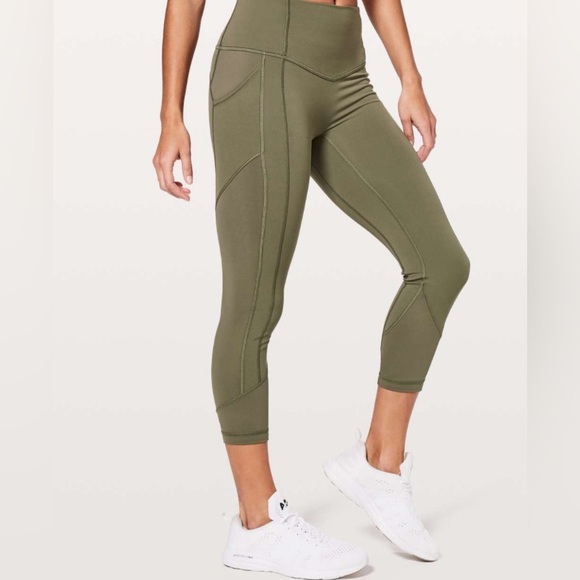 LULULEMON Sz 6 All the Right PlacesLeggings Side and Card Key Pocket Olive Green - Picture 1 of 13